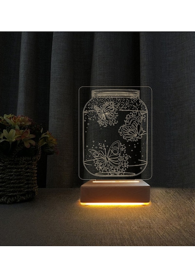 Kelebekli Lamba 3d Led Masa Lambası Doğum Günü Lamba