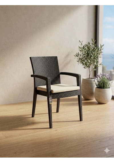 Novussi Paris Rattan Koltuk Minderli 4'lü Paket Antrasit