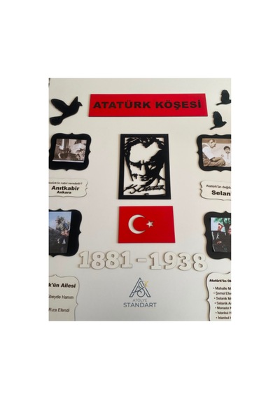 Atatürk Köşesi Ahşap Ve Modüler - Okul Ve Sınıflar İçin. 75 X 100