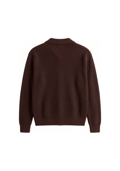 Genıus Store Erkek Hırka Oversize Kalıp Düğmeli Polo Yaka Triko Kazak Çekme/uzama Yapmaz Erkek-hırka Kahverengi