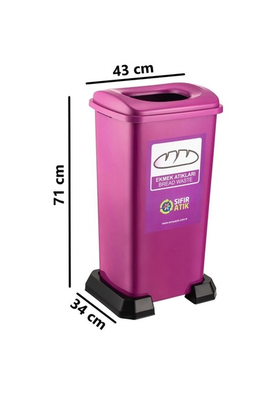 Omnipazar Sy-4398 Sıfır Atık Ekmek Geri Dönüşüm Çöp Kutusu 70 Lt Mor 5 Adet Mor