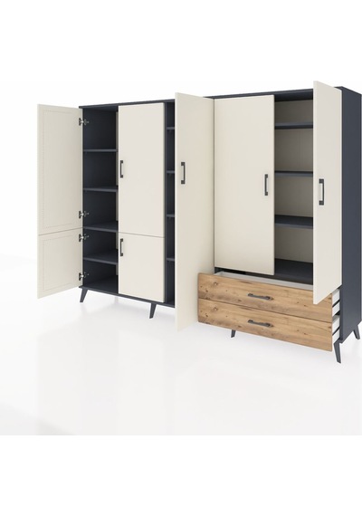 Hyperion Dolap 12 Raflı 2 Çekmeceli 7 Kapaklı 220x44x163 Antrasit Antrasit-aytaşı/çam Hyperion Dolap 12 Raflı 2 Çekmeceli 7 Kapaklı 220x44x163 Antrasit Antrasit-aytaşı/çam