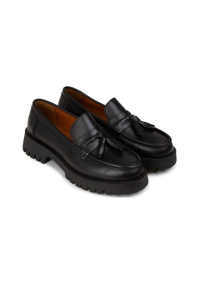 Deery Kadın Hakiki Deri Siyah Püsküllü Loafer - 02035zsyhc02