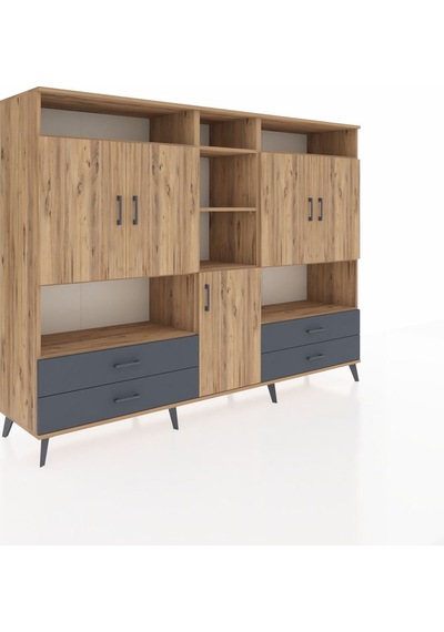 Hyperion Dolap 12 Raflı 4 Çekmeceli 5 Kapaklı 220x44x163 Çam-çam/ Çam-çam/antrasit Hyperion Dolap 12 Raflı 4 Çekmeceli 5 Kapaklı 220x44x163 Çam-çam/ Çam-çam/antrasit