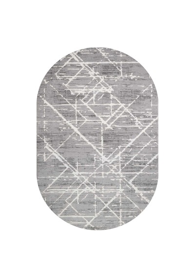 Etro Dekoratif Modern Akrilik Makine Oval Halı Et06 Koyu Gri