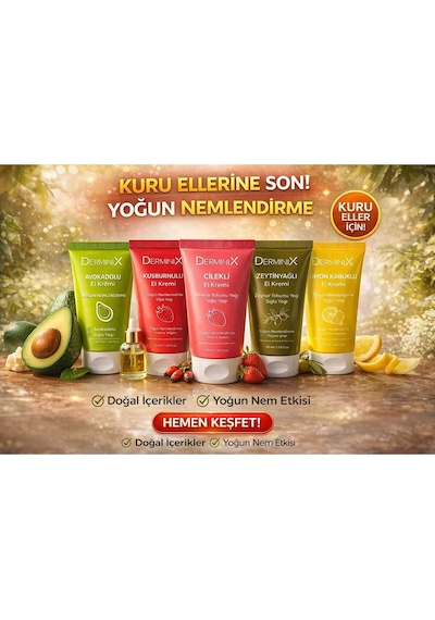 El Kremi Seti 5'li 50 Ml Avokado, Çilek, Kuşburnu, Zeytinyağı, Limon Yoğun Nem