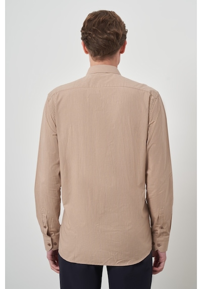 Morven Erkek Bej Pamuk Trend Slim Fit Sert Yaka Gömlek 25mc004056653 Bej Bej