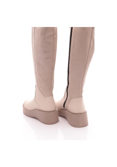 Dgn 22535-22k Kadin Kalin Taban Fermuarli Knee High Çizme Beyaz Kırık