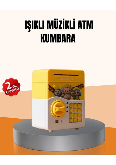 Atm - 272 - Tasarımlı Sarı Işıklı Sesli - Nazblsmm - Elektronik Kumbara