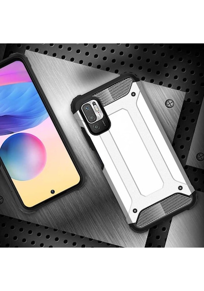 Noktaks - Redmi Note 10 5g Uyumlu - Kılıf Çift Katman Zırh Tank Crash Military Kapak - Gold Gold
