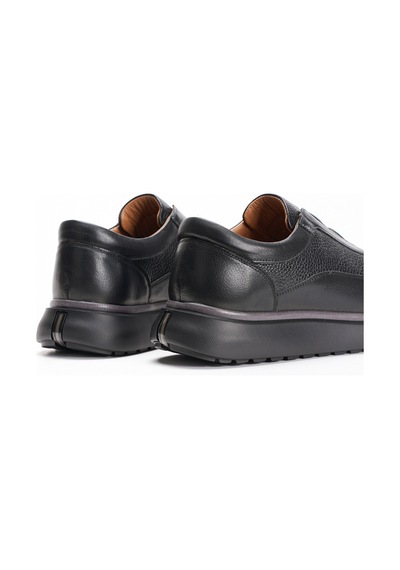 Fame Step Hakiki Deri Erkek Yürüyüş Ayakkabısı Casual Comfort Ayakkabı Günlük Rahat Taban Ortopedik Bağcıksız Ortopedik Ayakkabı Siyah Sneaker Genoa