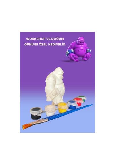 3d Golem Figür Boyama Seti - Kendin Boya Hobi Ve Etkinlik Seti - Akrilik Boya + 2 Fırça
