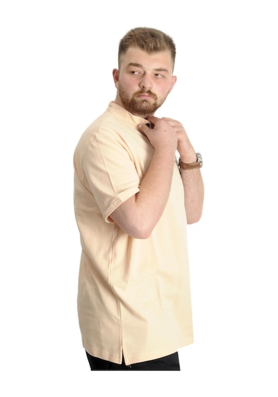 Mode Xl Büyük Beden T-Shirt Hakim Yaka Yatching 22327 Bej 001 Mode Xl Büyük Beden T-Shirt Hakim Yaka Yatching 22327 Bej 001