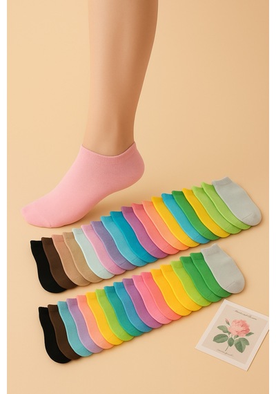 Worthy Socks 8 Çift Ekonomik Karışık Renk Kadın Patik Çorap 8'li Paket Canlı Renkler