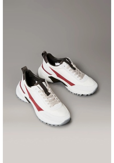 Calvin Klein Kadın Karışık Materyalli Kalın Tabanlı Sneaker - Beyaz Lily White/beluga