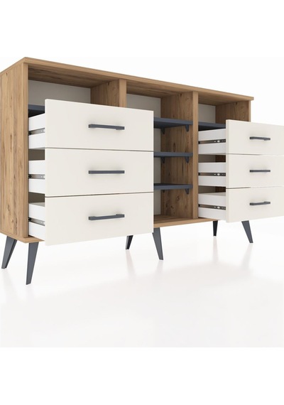 Arges Konsol 5 Raflı 6 Çekmeceli 132x30x83 Çam-antrasit/aytaşı Antrasit/aytaşı Arges Konsol 5 Raflı 6 Çekmeceli 132x30x83 Çam-antrasit/aytaşı Antrasit/aytaşı