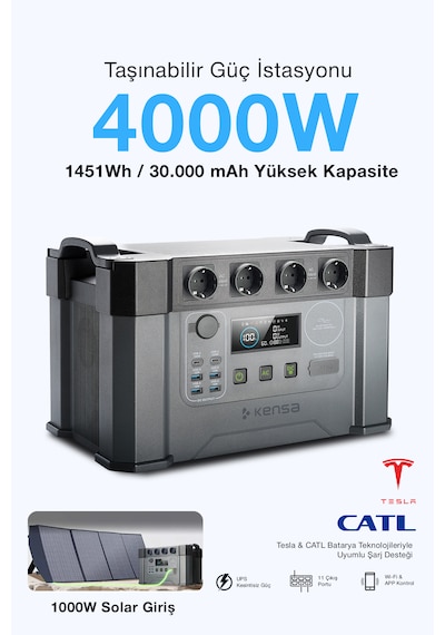 4000w Taşınabilir Güç Istasyonu - 1451wh Lifepo4 Batarya Solar Destekli Ups Hızlı Şarj App Kontrollü