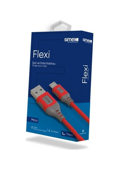 Simex Universal Micro Data Kablosu Spk-09 Flexi 1mt Kirmizi