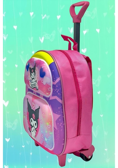 Tezzgelsin 2-6 Yaş Anaokulu Kreş Sanrio Kuromi Model Çekçekli Tekerli 3d Baskılı Sırt Çantası Ve Okul Çantası Çok  Renkli