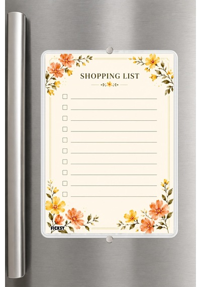 Alışveriş Listesi - A5 - Mıknatıslı - Pvc - Buzdolabı Notluk & Masaüstü - Yaz Sil - Planlayıcı - 4434 Çok Renkli