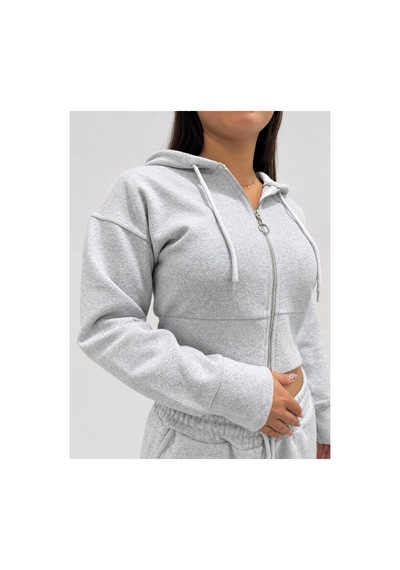 Modanida Kadın Gri Crop Fermuarlı Kapüşonlu Sweatshirt Ve Bol Paça Eşofman Altı Kalın Kumaş Alt-üst Takım Gri Gri Modanida Kadın Gri Crop Fermuarlı Kapüşonlu Sweatshirt Ve Bol Paça Eşofman Altı Kalın Kumaş Alt-üst Takım Gri Gri