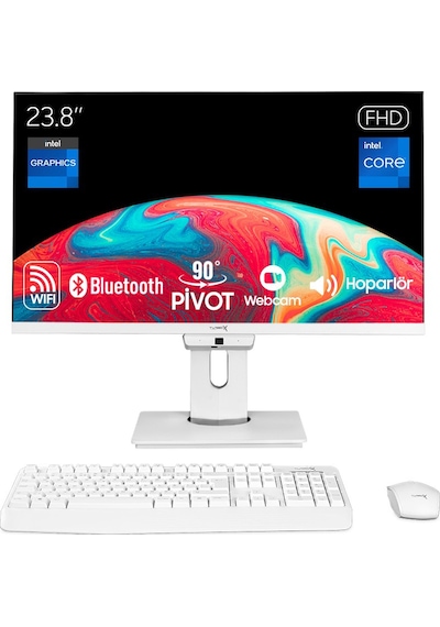 Turbox Tax1909 İ7 7700 16gb Ram 512gb Ssd 23.8 İnç Fhd Pivot Wifi Bt Webcam All İn One Pc