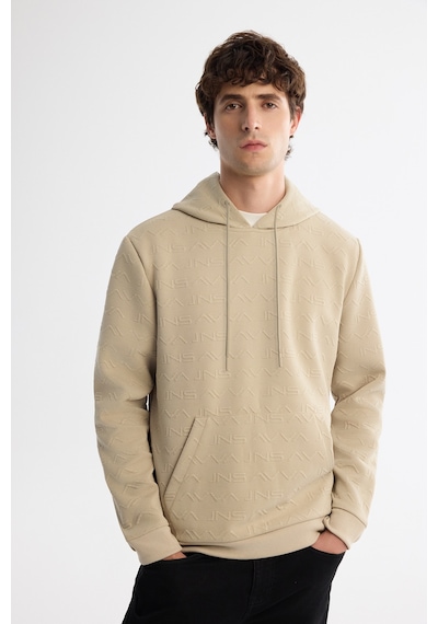 Avva Erkek Bej Kapüşonlu Baskılı Elastan Regular Fit Sweatshirt A42y1332