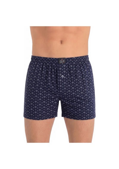 Öts Erkek %100 Pamuk Boxer Desenli Düğmeli Premium Günlük Kullanım 2651 Koyu