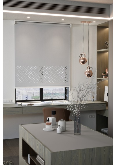 Lazer Kesim Mat Stor Perde, Lazer Kesimli Modern Serisi, M-3005 Gri Renk Gri Gri