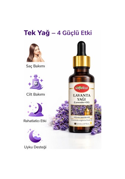 Safvital Lavanta Yağı 20 Ml Aromaterapi Yağı Ferahlatıcı Koku Günlük Kullanıma Uygun Bitkisel Bakım Yağı