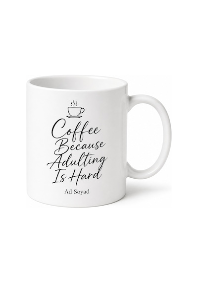 Coffee Because Adulting Is Hard Temalı Kahve Çünkü Yetişkin Olmak Zor İngilizce Kupa Hediye Beyaz / Çok Renkli