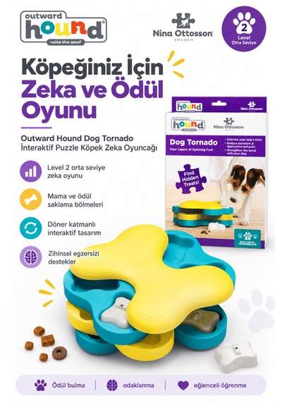 Outward Hound Dog Tornado Köpek Zeka Oyuncağı Döner Katmanlı Ödül Mama Bulmacası