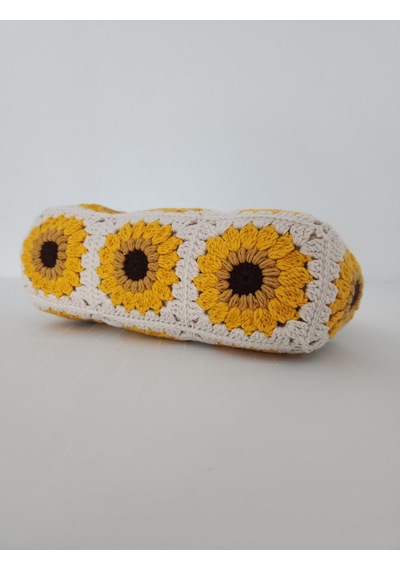 Fikriharika Design Ayçiçeği Motifli Ahşap Burslu El Çantası Çok renkli