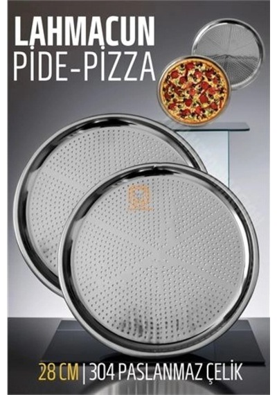 Lahmacun Pizza Pide Pişirme Tepsisi 28 Cm 2 Li Set 721314 Açık Bej