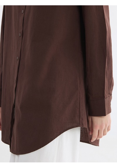 Lcw Everyday Kahverengi Regular Fit Kadın Gömlek Tunik