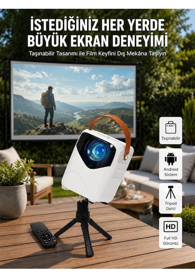 Hd Ayaklı Portatif Projeksiyon Cihazı Android İşlemcili Sinema Projektörü 26114007