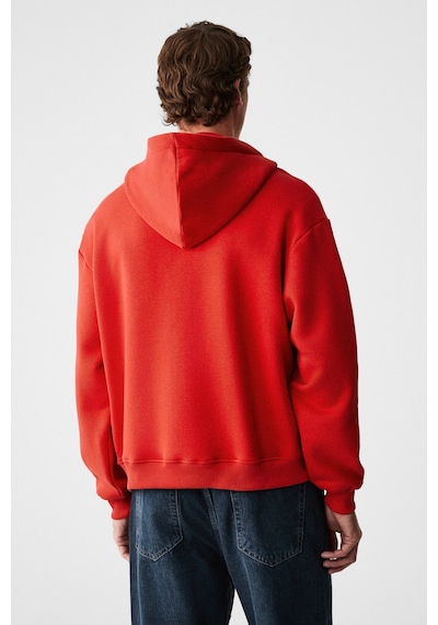 Grimelange Ashby Erkek Kapüşonlu Fermuarlı Cepli Kordonlu Boxy Kalıp Kırmızı Sweatshirt Kırmızı