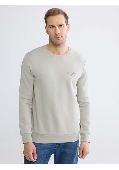 Lcwaıkıkı Classic Gri Bisiklet Yaka Baskılı Erkek Kalın Sweatshirt