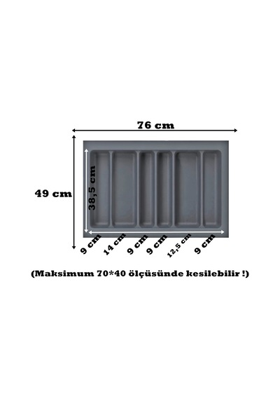ALMITAL 76x49 Cm. 6 Bölmeli Gri Çekmece İçi Düzenleyici