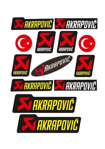 A4 Sticker Akrapovic Yapışkan Set Kırmızı - Beyaz