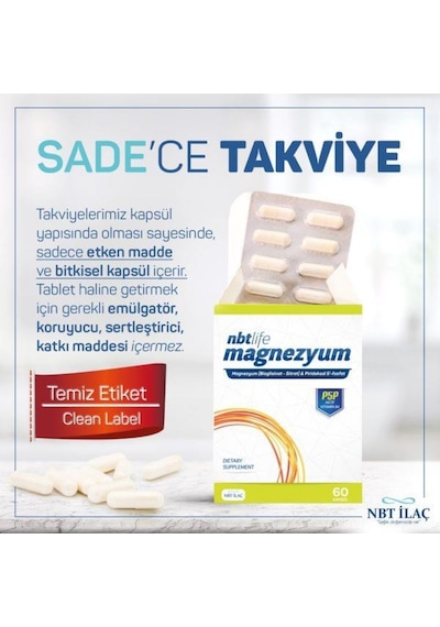 NBT Life Magnezyum Bisglisinat ve Sitrat 60 Kapsül