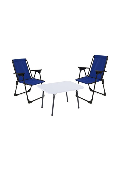 Exent 45x60 Katlanır Masa + 2 Adet Kamp Sandalyesi, Çift Dikişli 120 Kg Kapasiteli-2lac-bey Çok Renkli