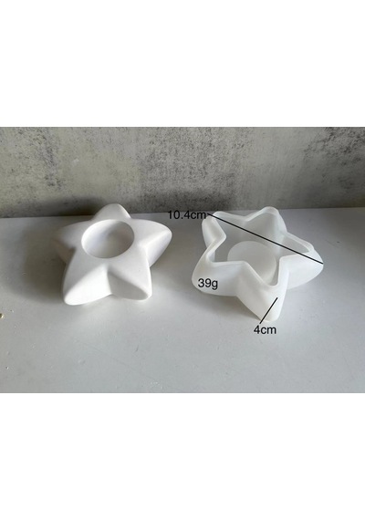 Silikon Kalıp Taş Tozu Parafin İthal Dekoratif Tealight Yıldız Mumluk Kalıbı Epoksi Hb120-0176
