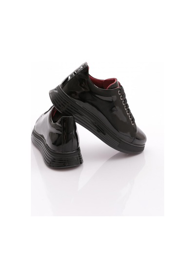 Dgn 15275-ss Erkek Bağcıklı Casual Sneakers Ayakkabı Siyah Rugan