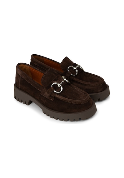 Deery Kadın Hakiki Süet Kahverengi Tokalı Loafer - 02037zkhvc01 Kahverengi