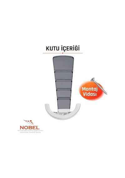 Tivist Lüks Portmanto Askı, Metal, Vestiyer Askı, 200 Gr, Dolap Askılık, Duvar Askılığı, Krom Füme Vidalı
