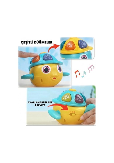 Mini Balık Bebek Aktivite Oyuncağı - Ninni Çalan Ses Efektli, Aydınlatmalı Öğretici Yenidoğan Aksesuarı 3 Ay+