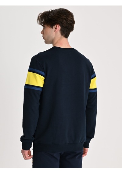 Fenerbahçe Lacivert Tribün Sarı Bantlı Erkek Sweatshirt Fb Laci Yeni