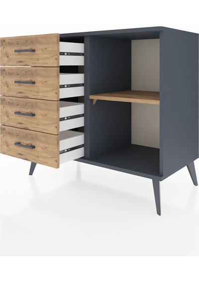 Hyperion Şifonyer Tek Raflı 4 Çekmeceli 88x44x80 Antrasit-çam Çam Hyperion Şifonyer Tek Raflı 4 Çekmeceli 88x44x80 Antrasit-çam Çam