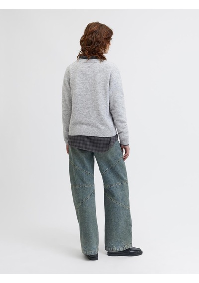 Jack & Jones Kadin Bisiklet Yaka Alpaka Yünlü Kazak - Evi - 12281702 Medium Grey Melange